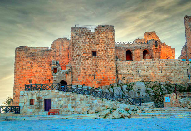 ruins of ajlun castle in jordan on a sunny day.