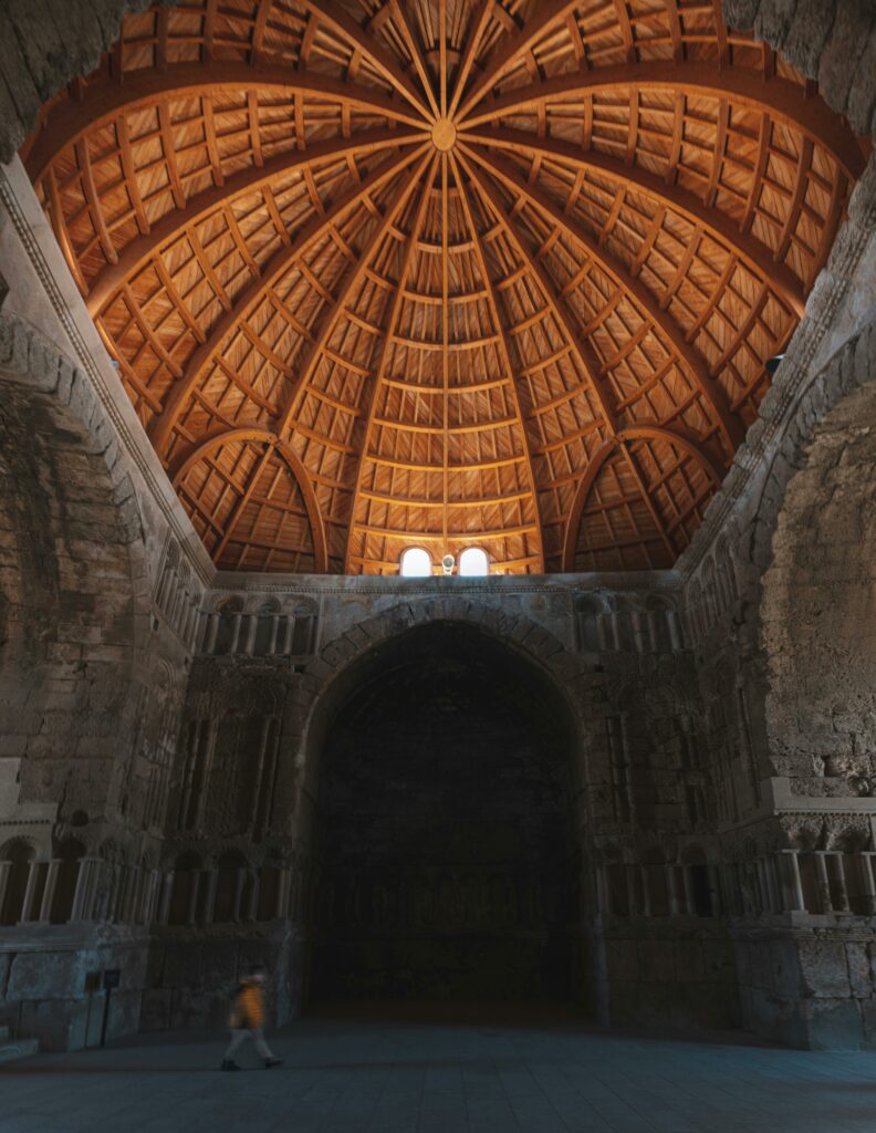 Explore the architectural beauty of a historic dome in Amman Citadel, Jordan.